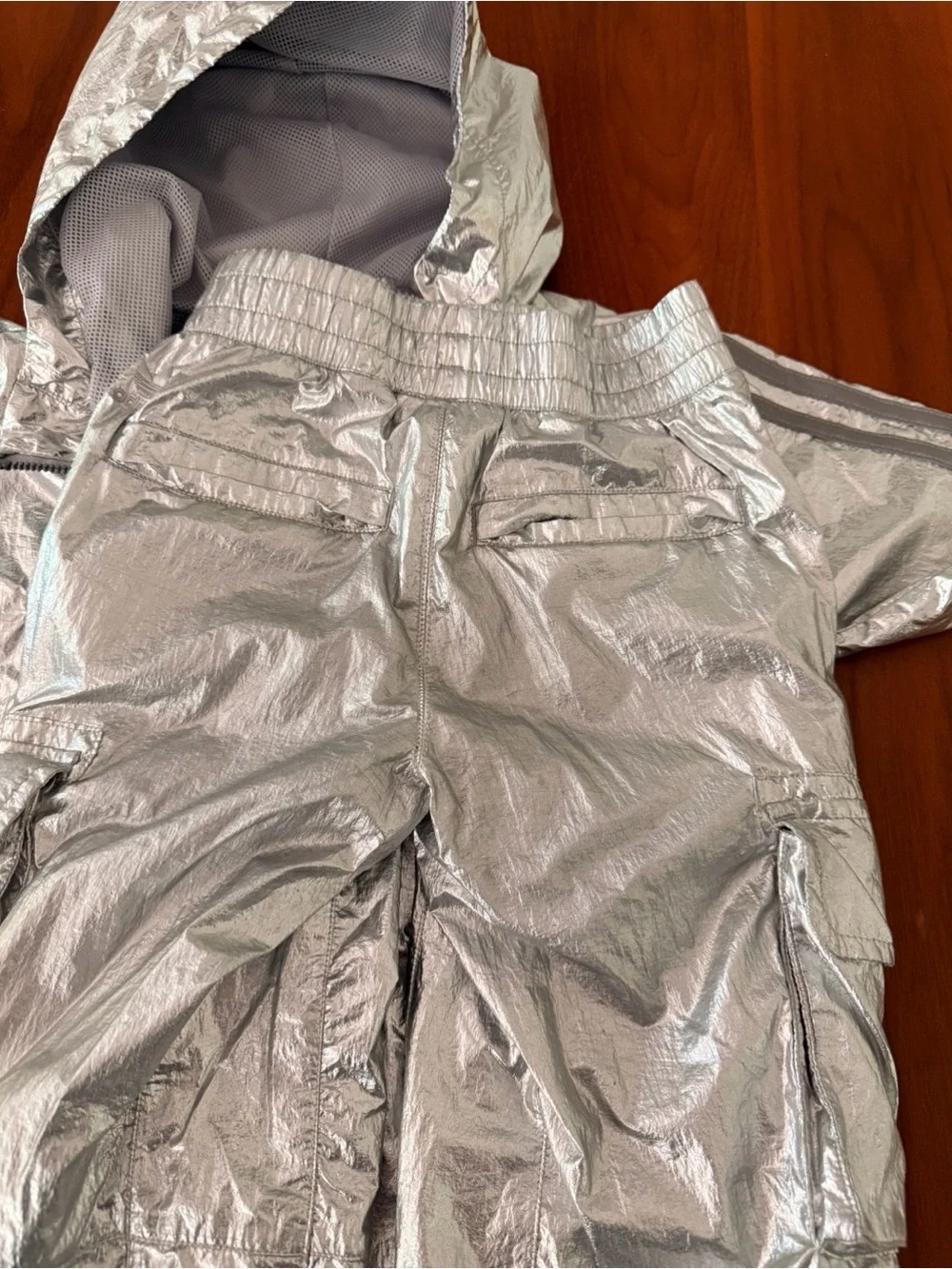 IVY PARK Metallic Silver Hooded Windbreaker Jacket